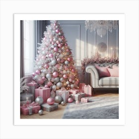 Pink Christmas Art Print