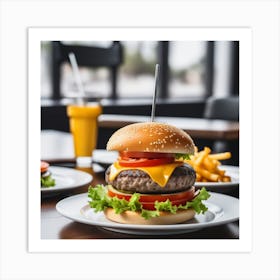 Hamburger And Fries 6 Art Print