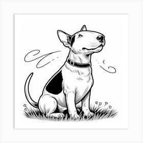 Line Art bull terrier dog 3 Art Print