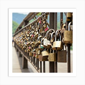 Padlocks On A Bridge Art Print