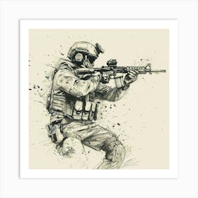 Soldier In Action 2 Art Print