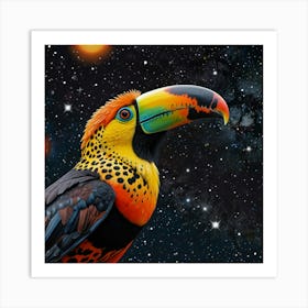 Default Cheetah Tiger Toucan In The Night Sky Art 2 Art Print