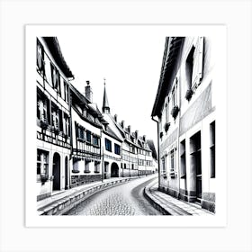 Black And White Street Scene Art Print