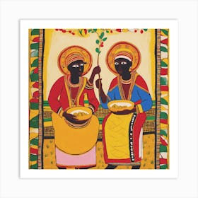 Two African Women Nutmeg Wall Art Art Print