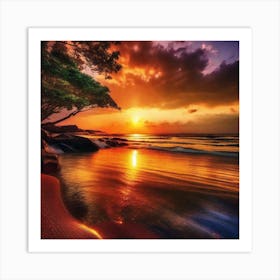 Sunset On The Beach 141 Art Print