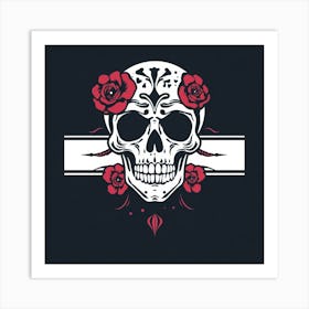 Sugar Skull With Roses 3 Art Print