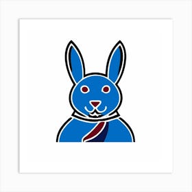 Blue Cartoon Rabbit With Red Eyes Art Print