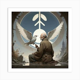 Man With A Dove Art Print