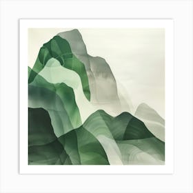 Japanese Watercolour Of Mount Hiei 2 Art Print