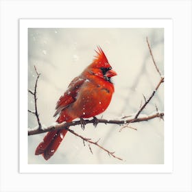 Cardinal In The Snow 2 Art Print