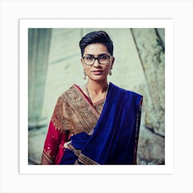 Firefly Indian, Businesswoman, Confident, 30s, Formal, Saree, Modern Twist, Short Hair, Styled Hair, (11) Art Print