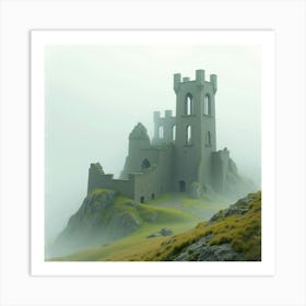 Ancient Castle Ruins In A Watercolor Fog 1 Art Print