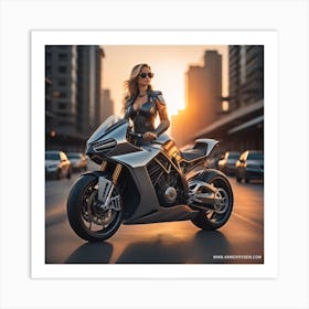 3-Girl & Bike Art Print