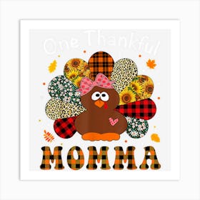 Groovy One Thankful Momma Shirt Leopard Turkey Thanksgiving Art Print