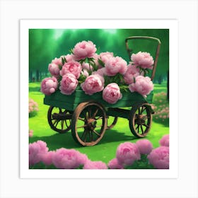 Peonies In A Wagon 2 Art Print