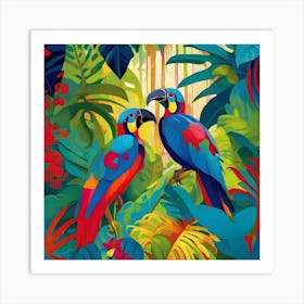 Fauvism Tropical Birds in the Jungle Parrots In The Jungle 1 Art Print