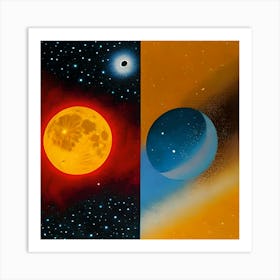 Two Planets In Space Art Print