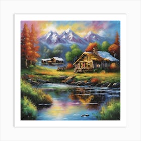 Cabin By The River 2 Art Print