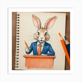 Rabbit At The Podium Art Print