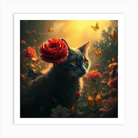 Cat In The Garden 5 Art Print