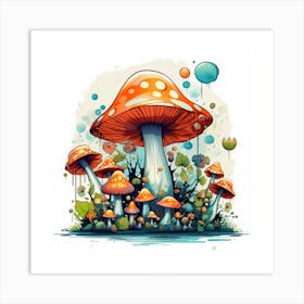 Mushrooms In The Water 1 Art Print