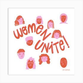 Women Unite Red In White Square Art Print