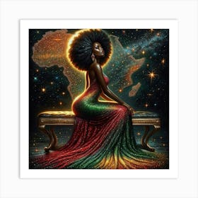 African Woman In Red Dress Art Print