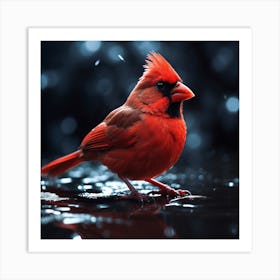 Red Cardinal In The Rain Art Print