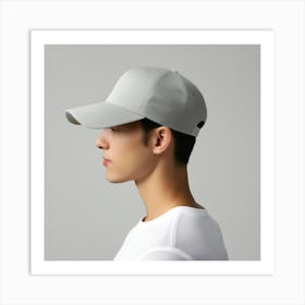 Man Wearing A Baseball Cap Art Print