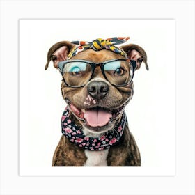 Dog With Glasses 82 Art Print