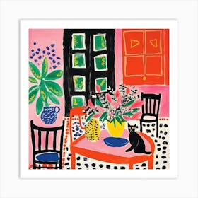 Cat In The Dining Room 2 Art Print