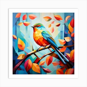 Cubism Art, Robin bird 2 Art Print