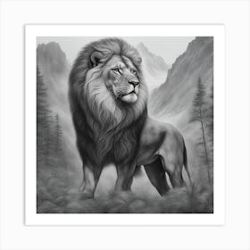 Lion In The Mountains Art Print