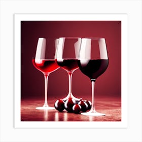 Red Wine Glasses 3 Art Print