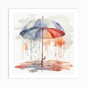 Umbrella In The Rain 1 Art Print