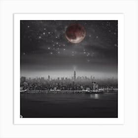 Moon Over New York City Art Print