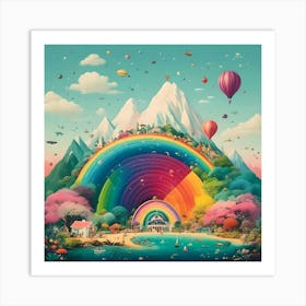 Rainbows Into The Landscape Art Print