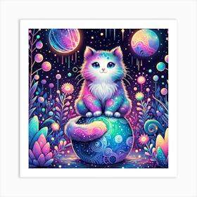 Psychedelic Cat 2 Art Print