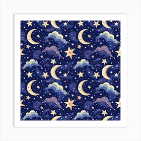 Night Moon Seamless Art Print