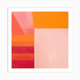 Orange Pink Abstrakte Symmetrie Malerei, ecken, kanten, linien Muster Art Print