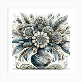 Blue Flowers In A Vase 5 Art Print