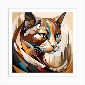 Abstract Cat Painting Art Print