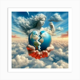 Earth In The Hands Of A Woman 2 Art Print