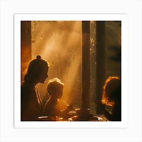 Mother And Child At The Table Art Print