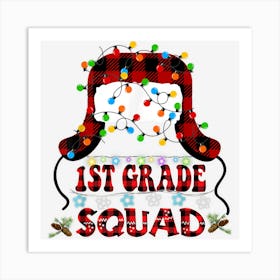 1st First Grade Squad Xmas Teacher Christmas Santa Hat Light Art Print