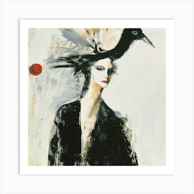 Woman With A Bird On Her Head Art Print