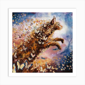 Cat With Butterflies 2 Art Print