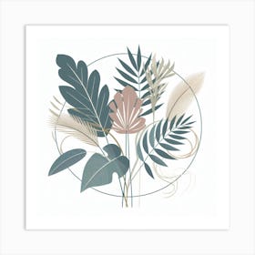 Scandinavian style, Bouquet of tropical leaves and branches Art Print