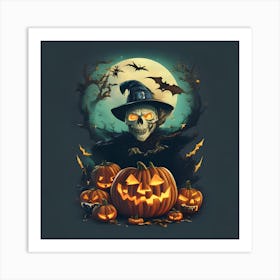 Halloween Witch With Pumpkins 1 Art Print