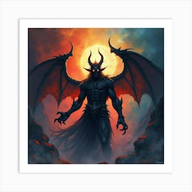 Demon Soul In A Watercolor Dark Realm Of Shifting Colors 1 Art Print